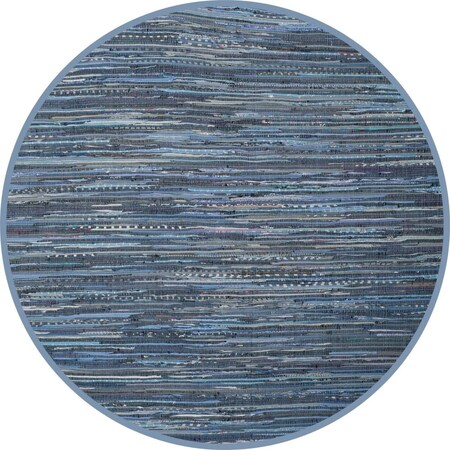 Safavieh 4 x 4 ft. Rag Hand Woven Rug, Round - Blue and Multi Color RAR127B-4R